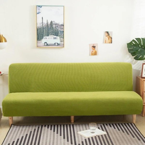 Funda De Sofá Cama Polar Sin Brazos EláStica Sin Reposabrazos Fundas De Sofá Cama Antideslizante Funda De Sofá Para Sala De Estar Hogar Hotel S Size 120-155Cm-image