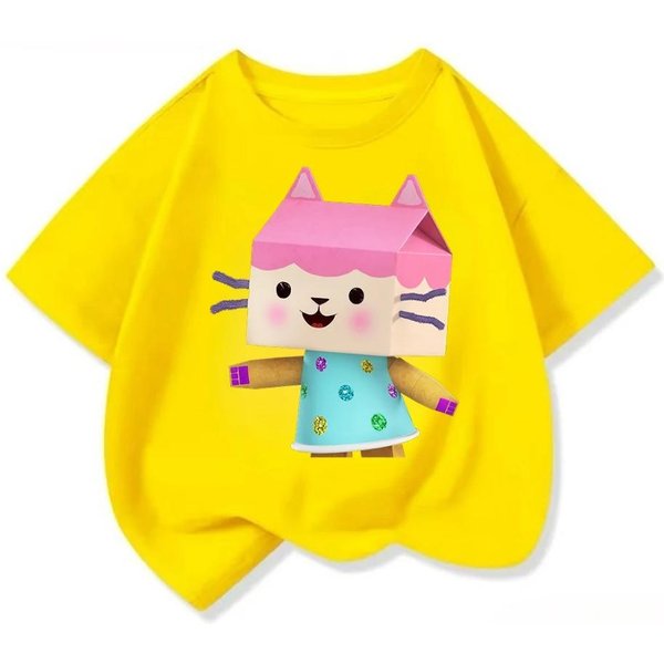 Uroczy DziecięCy T-Shirt Z Nadrukiem Lalki Gabi, MięKki I Wygodny, BawełNiany, Z KróTkim RęKawem, Odpowiedni Do Codziennego Noszenia Latem 130 Yellow-image