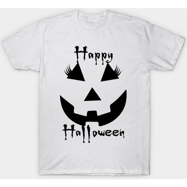 Camiseta Mujer Feliz Halloween Cara De Calabaza Ojos Boca Aterradores Camiseta Harajuku Estampado Kawaii Camiseta Verano Manga Corta Camiseta Top Femenino 4XL Blanco-image