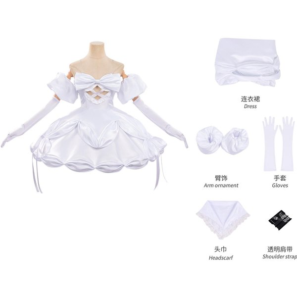 Anime Zombie Escenario Sua Disfraz Cosplay Peluca Escenario AlieníGena Vestido Blanco Calcetines Corbata PañUelo De Cabeza Atuendo Fiesta De Halloween Juego De Rol S-image