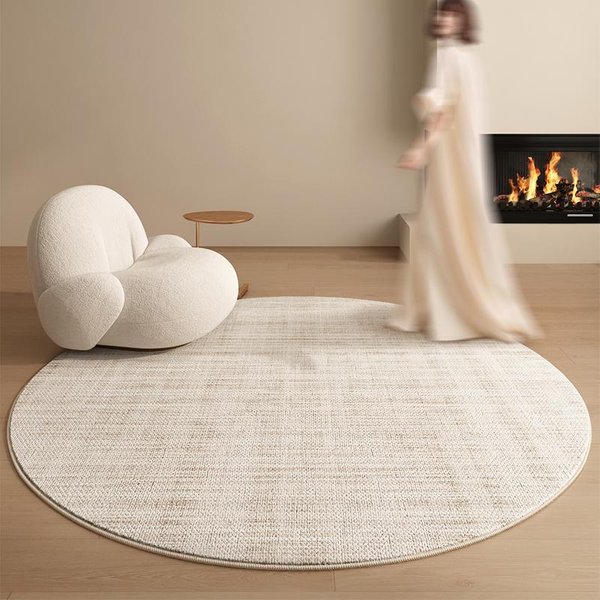 Alfombras De Estilo Minimalista Para Sala De Estar Felpa Gruesa DecoracióN De Dormitorio Alfombra Redonda Antideslizante Felpudo Para Estudio Suave Y Esponjoso Alfombra Para SalóN 120*120Cm-image