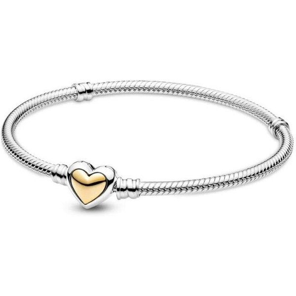 100% 925 Srebro Sterlingowe RóżA WielokopułOwe ZłOte Serce ZapięCie Wąż ŁAńCuch Halo Bransoletka Tenisowa Fit Europa Koraliki Charm Diy BiżUteria 20Cm-image