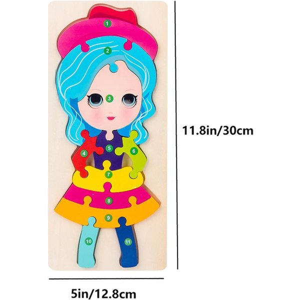 Rompecabezas De Madera Rectangular Para NiñOs, PatróN De Animales VehíCulos Rompecabezas De Madera Coloridos Numerados Para NiñOs PequeñOs, Juguetes Educativos De Aprendizaje-image