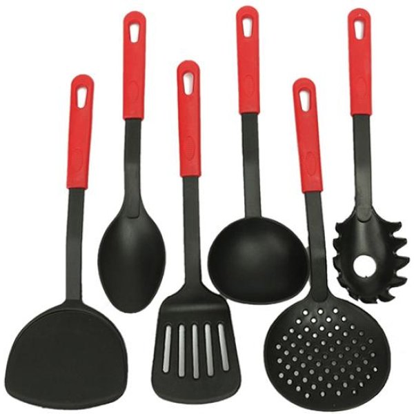Juegos De 6 Piezas, Herramientas De Cocina, Utensilios De Cuchara, EspáTula De Nailon, Utensilios De Cocina Para El Hogar Black-image