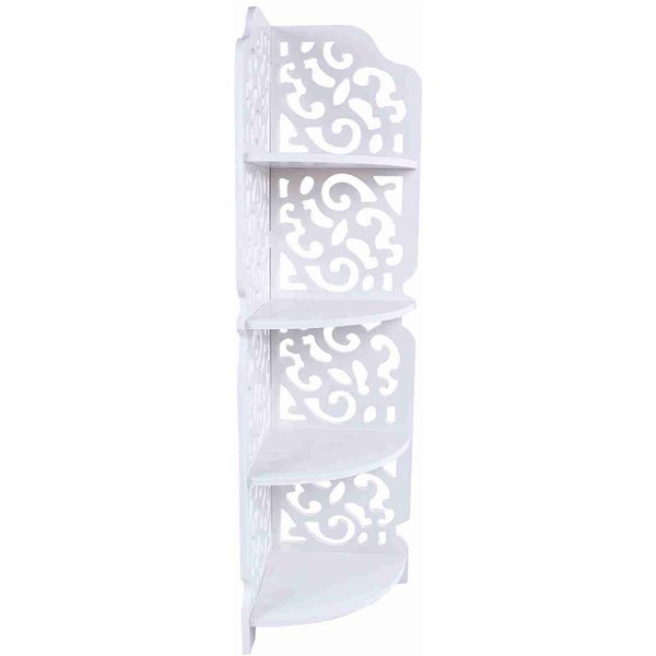 EstanteríA De Esquina Blanca Calada De 4 Niveles Para Libros, ExhibicióN, Almacenamiento De CosméTicos, EstanteríA De BañO Blanco-image