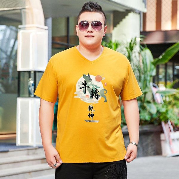 Camiseta Holgada De Talla Grande Para Hombre Camiseta De Manga Corta Para Gordo Extra Grande Top De Media Manga Camiseta Para Gordo Camiseta BáSica 7XL 7XL Amarillo-image