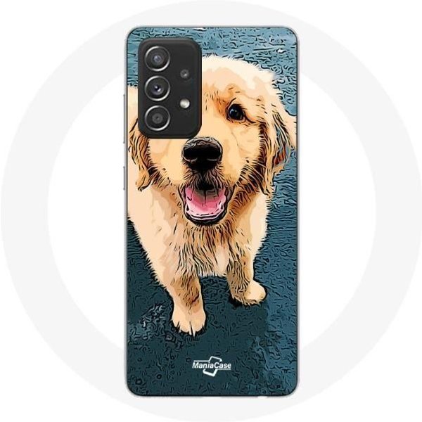Funda - Samsung - Galaxy A52 - Flexible - Negra - Cachorro Golden Retriever-image