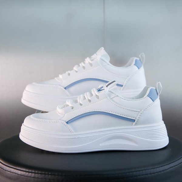 Nuevos Zapatos De Mujer, VersióN Coreana, Punta Redonda, Primavera, Transpirables, PequeñOs Zapatos Blancos, Suela Gruesa, Muffin, Zapatos Casuales Para Mujer Que Combinan Con Todo 40 White-image