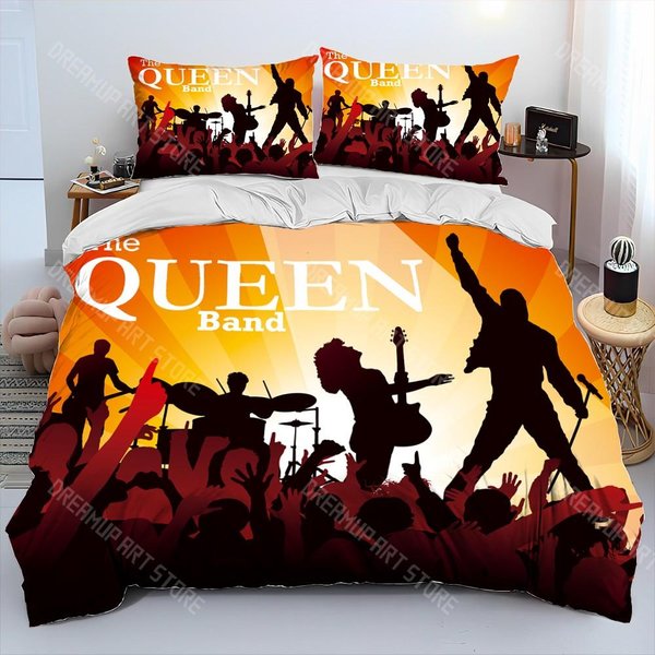 Freddie Mercury Queen-Rock-Band Juego De Cama Con EdredóN, Funda NóRdica Juego De Cama Funda De EdredóN Funda De Almohada, Juego De Cama TamañO King Queen 140X200Cm-image