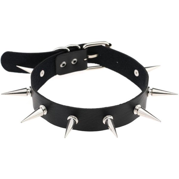 Czarny Kolczasty Naszyjnik Choker Punkowy KołNierz Damski Kobiety MężCzyźNi Czarna SkóRa ĆWieki Nity Choker BiżUteria Gotyckie Akcesoria-image