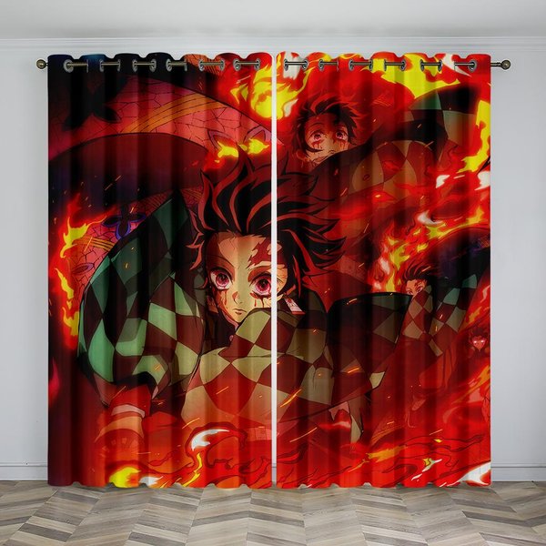 JapońSka KreskóWka Anime Seria ZasłOny ZaciemniająCe 2 Panele Ulubiony PokóJ DziecięCy Sypialnia Salon Okno Dekoracyjne ZasłOny 50W130H(Cm)X2&Grommet Top-image