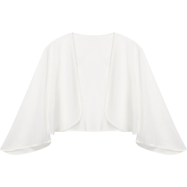 Chaqueta De Gasa De Manga 3/4 Para Mujer, Chaqueta Bolero, Para Boda, Fiesta, Vestido De Novia, Chales XL Marfil-image