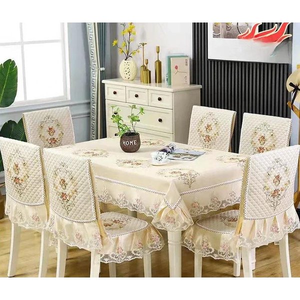 Funda De Silla Universal Moderna Con Dobladillo De Encaje Europeo, Juego De Cojines Para Mesa De Comedor, Funda De CojíN Estampada Para Silla De Casa 110X160Cm 1Pcs-image