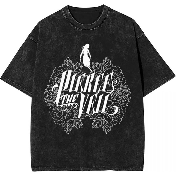 Camiseta Lavada Tour 2026 Pierce The Veil Streetwear Camiseta Vintage Camisetas De Banda De Rock Para Hombres Mujeres Manga Corta Harajuku Estampada L Black-image