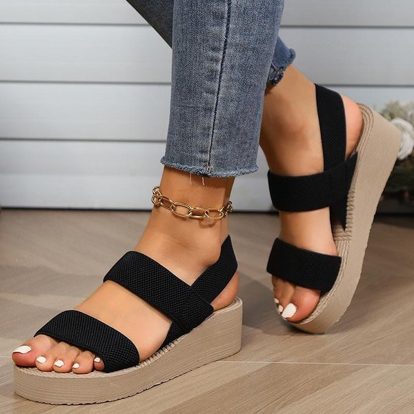 Damskie Minimalistyczne SandałY Na Koturnie Z Odkrytymi Palcami, Na Grubej Podeszwie, SandałY Codzienne Na Platformie, SandałY Z Paskiem Wokół Kostki, SandałY Typu Slingback, Jednolity Kolor 35-image