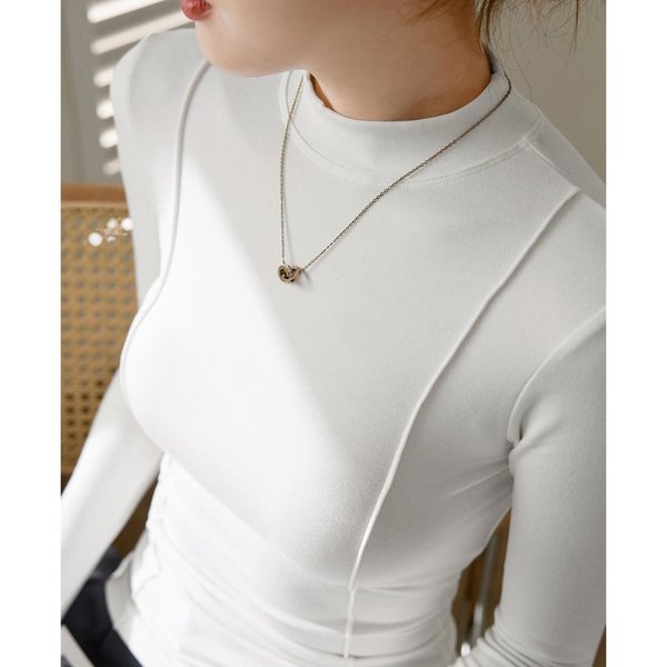 Camiseta De Cuello Semi-Alto De Manga Larga Fina Para Mujer, Top De OtoñO E Invierno XXL White-image