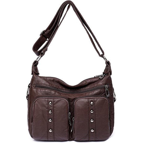 Bolso De Madre De Moda Y Elegante Ligero Simple Lavable Retro Europeo Y Americano Bolso Cuadrado PequeñO Bolso De Cuero Suave Para Mujer Suegra-image