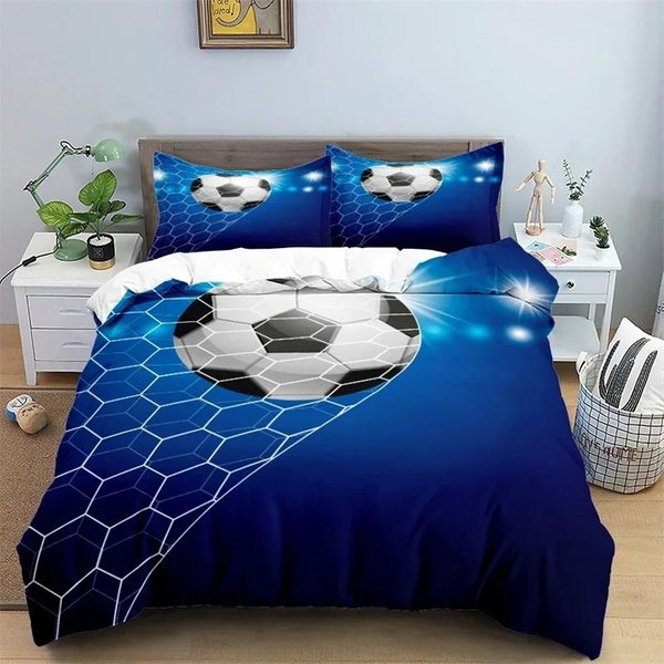 Juego De Cama De FúTbol 3D FúTbol NiñO Funda NóRdica Individual Doble Deportes NiñO Textil Hogar EdredóN Cubiertas NóRdicas Para Cama King Completo 140X200Cm 2Pcs-image