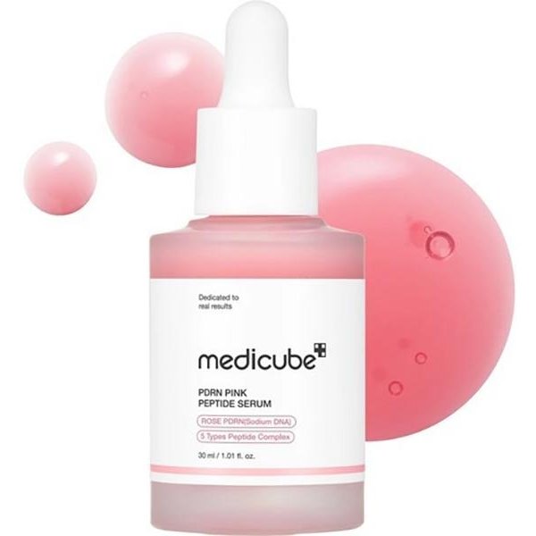 Medicube Pdrn Ampolla De PéPtidos Rosas SéRum Reparador Y Reafirmante De La Piel 30Ml Set Especial (+Recambio 50Ml+Espejo Llavero) Pink-image