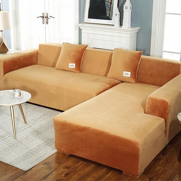 Aksamitna Narzuta Na Sofę Elastyczna Narzuta Na Sofę Segmentową W KształCie Litery L Sofa Narzuty Case Fotel Szezlong Case Do Salonu 1Seater 90-140Cm Ciemno Zielony Kolor-image