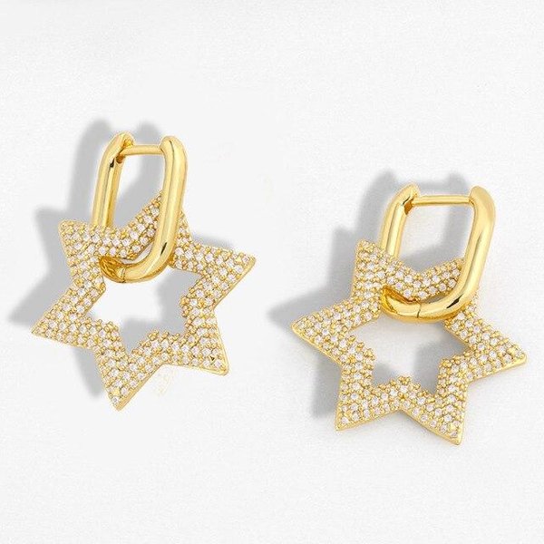 Pendientes De Aro Grandes Ovalados GeoméTricos De Moda Creatividad Vintage Pendientes Colgantes De Estrella Para JoyeríA Pendientes Para Mujeres Beige-image