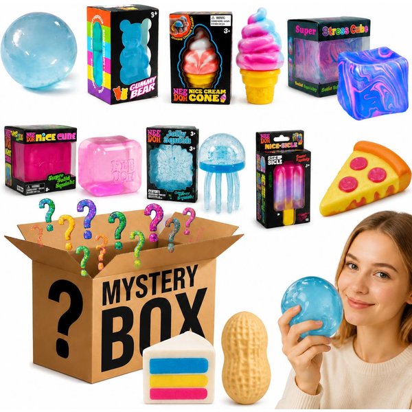 Losowe Squishy PudełKo Tajemnicze Zabawka Antystresowa Fidget Sensoryczna Zabawka Do ŚCiskania PudełKo Niespodzianka Dla Dzieci DorosłYch GorąCy Black-image