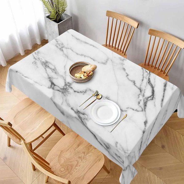 Abstrakcyjny BiałO-Szary Marmur ProstokąTny Obrus Na Stół Dekoracja Zmywalny Obrus Kuchenny/Jadalniany Dekoracja ŚWiąTeczna 100X160Cm Gray-image