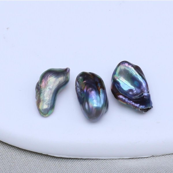 3 Sztuk DużO Naturalne PerłY SłOdkowodne Nieregularne LuźNe PerłY Koraliki Do Tworzenia BiżUterii Naszyjnik DIY Bransoletka Kolczyki Akcesoria 3Pcs/8×12Mm Gray-image