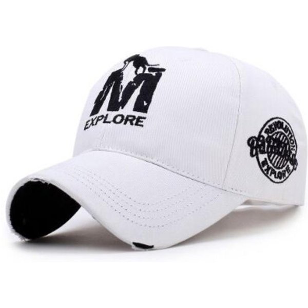 Gorras De BéIsbol Unisex Explore M Bordado De Lobo Primavera OtoñO Exterior Ajustable Casuales Sombrero Protector Solar Gorra Deportiva White-image