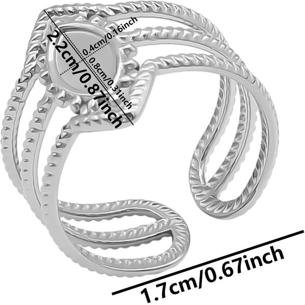 GeoméTrico Redondo Ovalado CorazóN Base En Blanco Ajustes Diy Anillos De Acero Inoxidable Para Mujeres Hombres Accesorios Anillo Abierto Ajustable JoyeríA 1Pcs-image