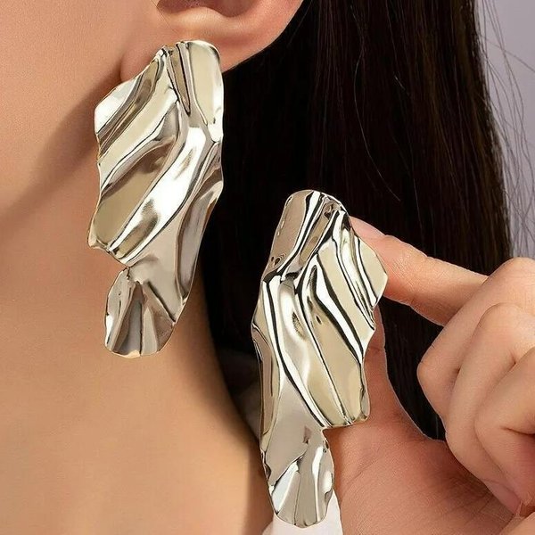 Pendientes Colgantes De Metal Irregulares Exagerados Para Mujer Grandes GeoméTricos Statement Personalidad Punk Pendientes Colgantes Plata-image