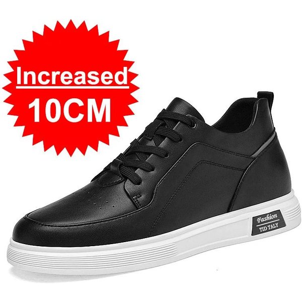 MęSkie Niewidoczne Buty ZwięKszająCe Wzrost 6/8/10Cm Buty Na PodwyżSzeniu Modne SkóRzane Buty Codzienne ZwięKszająCe Ukryty Obcas Buty Sportowe 43 Black-image