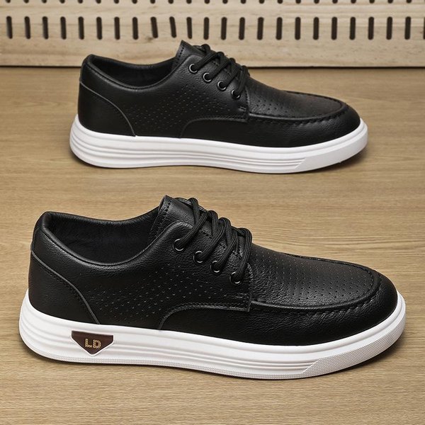 Nuevos Zapatos Blancos Transpirables Para Hombre Para Primavera VersáTiles Zapatos Juveniles Estilo Coreano Tendencia De Moda Zapatos Casuales 48 Black-image