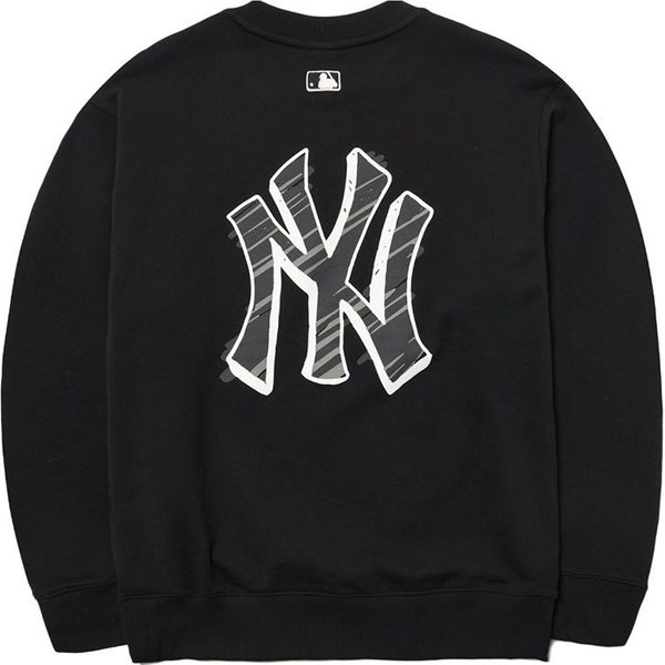 MLB New York Yankees DużE Logo Bluza Z Kapturem DłUgi RęKaw Bluzy Unisex Czarny 3AMTB0121-50BKS M Gray-image