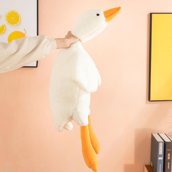 50-190 Cm DużE BrąZowe Przytulanki Kaczka Kawaii 7 KoloróW Gigantyczna Gęś Pluszowe Zabawki Poduszka Do Spania DużY Prezent ŚWiąTeczny Dla Dzieci 50Cm BiałY-image