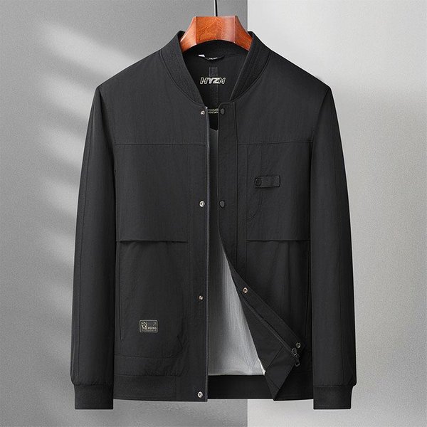 Chaqueta Fina Nueva De Primavera Y OtoñO Para Hombre, Chaqueta Con Cuello De BéIsbol Para Hombre, Chaqueta Outdoor Para Hombre 4XL Black-image