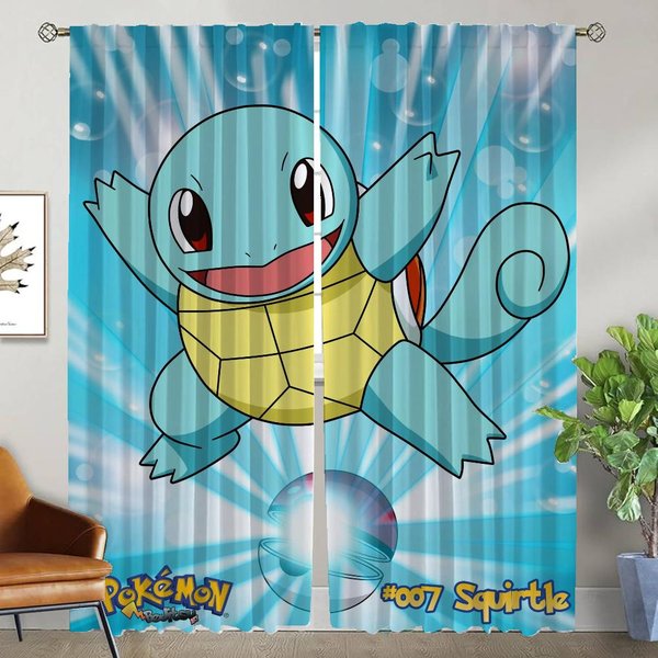 Cortinas HabitacióN Infantil P-Pokemones Cortina SalóN Cortinas Para Interior De Hogar Para CáMara DecoracióN Halloween Tul Para Dormitorio W74Xh114Cmx2Pcs-Cl-image