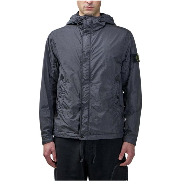 Stone Island SS25 Chaqueta Con Capucha Y Cremallera Resistente Al Viento Impermeable Ligera De Nailon Con Resina Para Hombre Chaquetas Gris K1S154100092S0A23-V0065 L Gray-image