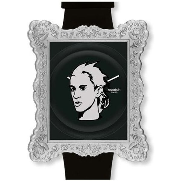 Swatch Serie Original Movimiento De Cuarzo Imagen Tiempo Espacio Resistente Al Agua Reloj Unisex 41 Mm Esfera Negra Caja De PláStico Correa De Silicona Relojes Unisex SUOZ121 Black Dial Black-image
