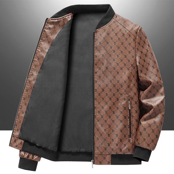 Jesienna Kurtka SkóRzana MęSka Nowa Modna I Przystojna DużY Rozmiar Wiosna I Jesień Styl KoreańSki Rekreacyjna Motocyklowa 5XL Brown-image
