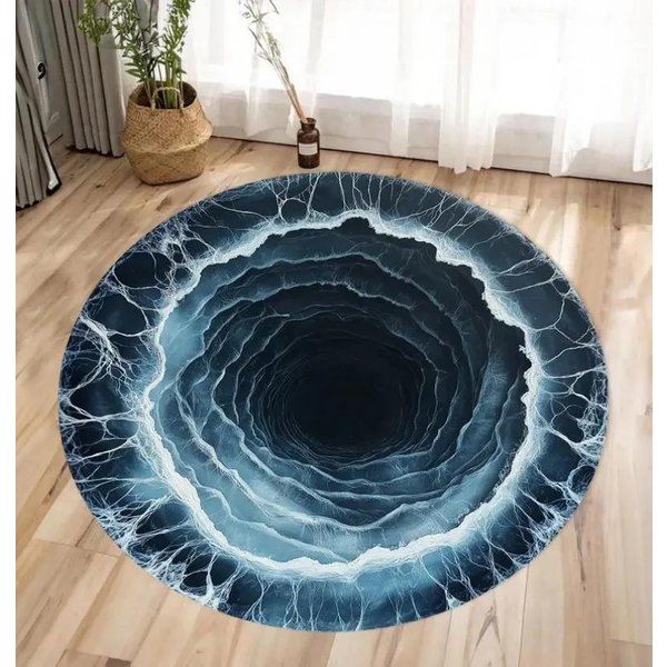 OkrąGłY Dywan 3D Z Nadrukiem Wiru – HipnotyzująCy Dywan Ze Wzorem Wiru Do Salonu Lub Sypialni – Mata PodłOgowa AntypośLizgowa, Nowoczesny WystróJ Domu Diameter 140Cm(55In)-image