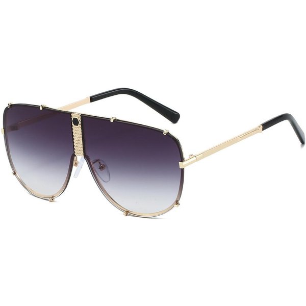 Gafas De Sol CláSicas Estilo Aviador Unisex Retro Montura Grande Estilo Punk Marca De Lujo DiseñAdor ProteccióN UV400 As Picture Gray-image