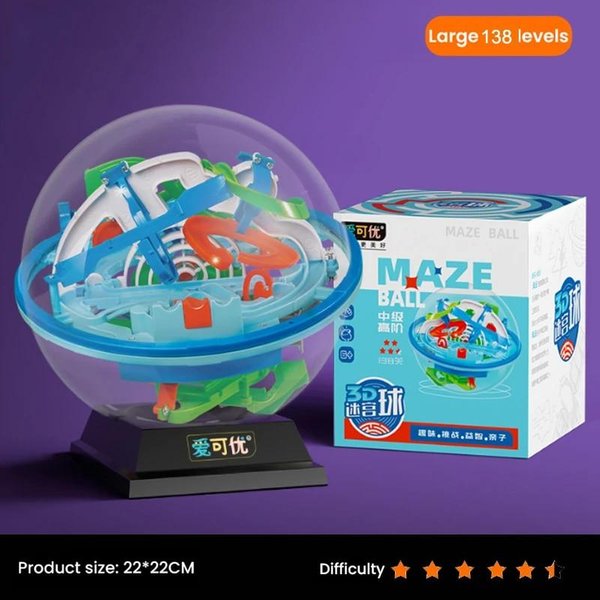 Puzzle 3D Ball Maze Zabawka Dla Dzieci Wyzwanie Przeszkody Gra Labiryntowa PiłKa Labirynt 3D Puzzle Montessori RóWnowaga Trening Gra WyprzedażOwa 138 Level-image