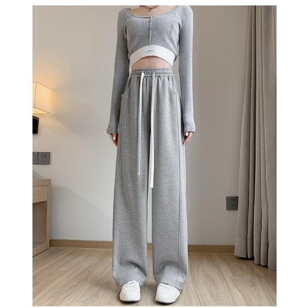 Pantalones De CháNdal Blancos Para Mujer En Primavera Y OtoñO Verano Nuevos Pantalones Banana Cintura Alta CaíDa Pierna Ancha Adelgazantes Rectos Casuales Pantalones De CháNdal 2XL Gray-image