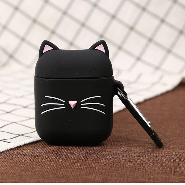 Urocza Czarna Kotka 3D Ochronne Odporne Na WstrząSy Silikonowe Etui Na SłUchawki Dla Airpods Pro 2 Etui/Airpods Pro/1/2/3 Etui Funda MężCzyźNi Dzieci For Airpods4-image