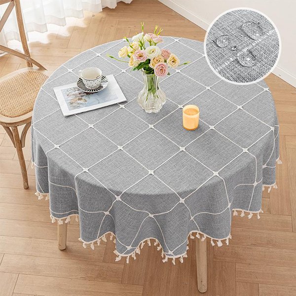 Mantel Redondo Impermeable Y Antipolvo Mantel Para Mesa De Centro Mantel Jacquard Resistente Al Desgaste Y Antideslizante Mantel Redondo Grande Diameter 90-image