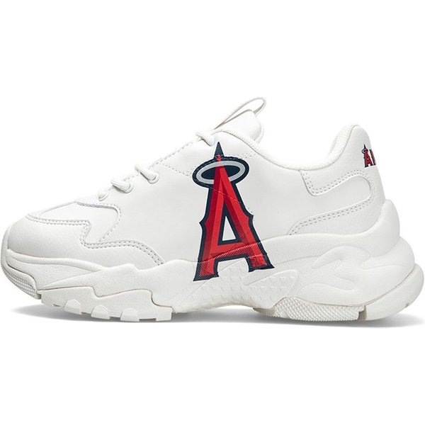 MLB Big Ball Chunky Cuero Deportivo Moda Antideslizante Duradero CañA Baja Zapatos De Papá Unisex Zapatillas Blancas Rojas 3ASHBLA3N-41IVS 38.5 White-image
