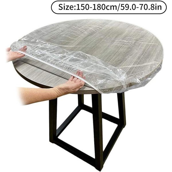 Mantel De Vinilo Transparente Con Borde EláStico Impermeable Para Mesa 150-180Cm-image