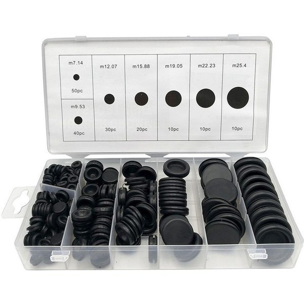 170 Szt. Asortyment Gumowych Przelotek Firewall Hole Plug Zestaw Uszczelek PrzewodóW Elektrycznych 170Pcs Gray-image