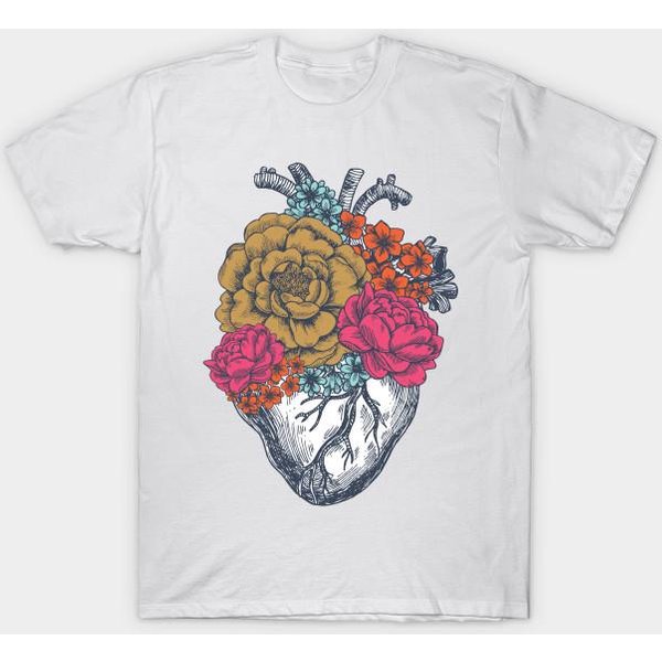 Camiseta Mujer CorazóN Flor Harajuku Estampado Kawaii Camiseta Verano Manga Corta Camiseta Superior Femenina 4XL Blanco-image